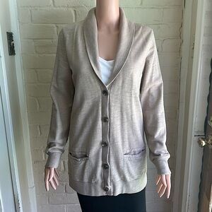 J.Crew Rumpled French Terry size medium tan beige basic comfy cardigan